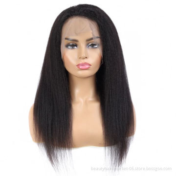 Natural Human Hair Brazilian 360 Frontal Wig Cuticle Aligned Unprocessed Mink Brazilian 360 Lace Front Wig Kinky Straight Hair